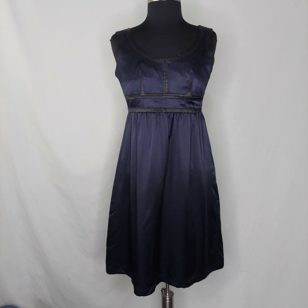 Proenza Schouler Silk Sleeveless Empire Mini Dress‎ Jrs 3 Blue Satin Old Money
